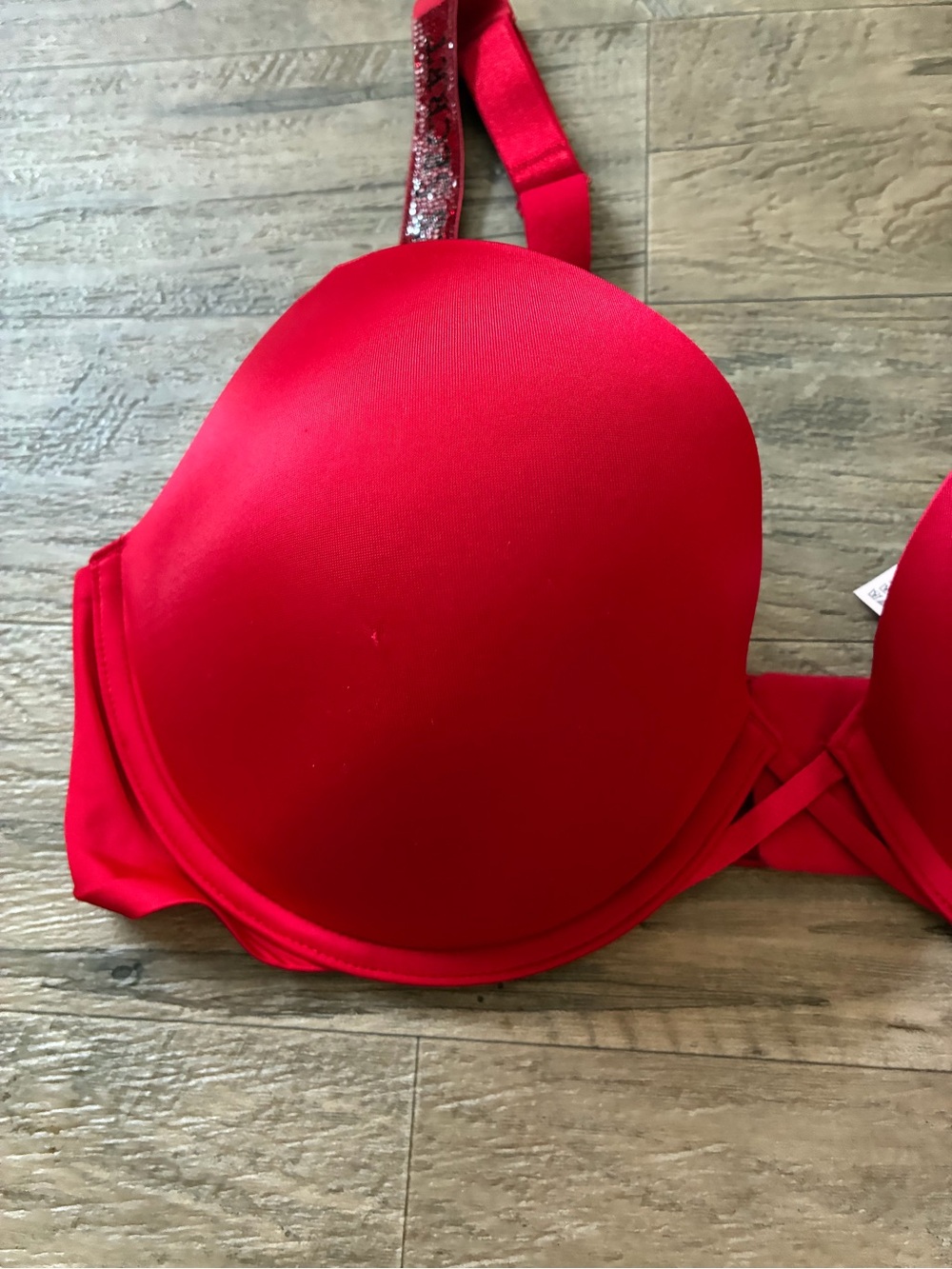 Victoria Secret Satin Rhinestone Logo Strap Push Up Bra - Picture 5 of 11